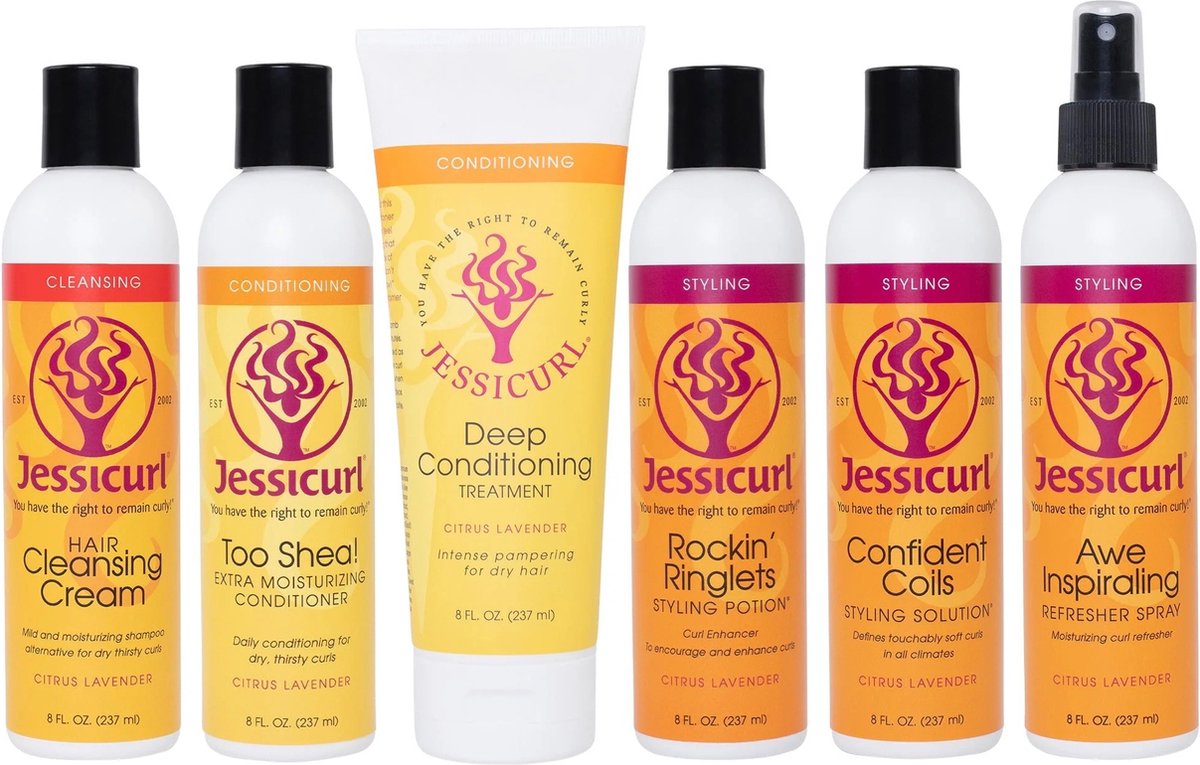 JessiCurl - Rich & Radiant Collection - Citrus Lavender - 6 x 237ml - speciaal voor dikkere, droge krullen