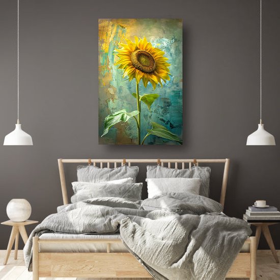 Peintures de tournesol - Portrait de Bloem - Peinture sur toile Fond - Peinture Vintage - Peintures toile - Toile d'art 75x100 cm