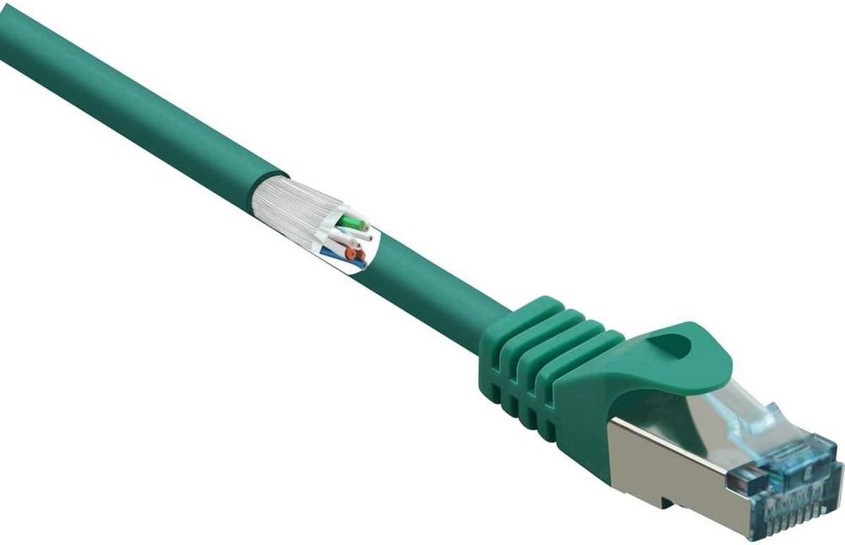 Renkforce RF-5056420 RJ45 Netwerkkabel, patchkabel CAT 6A S/FTP 1.00 m Groen Snagless, Vlambestendig 1 stuk(s)