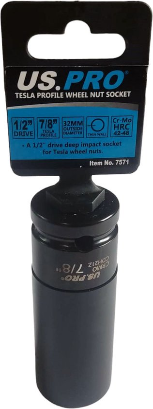 Clé à boulon de roue / clé à boulon de carrosserie 7/8" avec protection en téflon pour boulons de roue Tesla