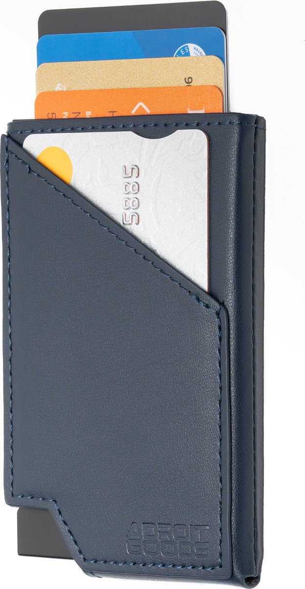 AdroitGoods Pasjeshouder 7 Pasjes Portemonnee - Creditcardhouder Met RFID Technologie - Leder - Blauw
