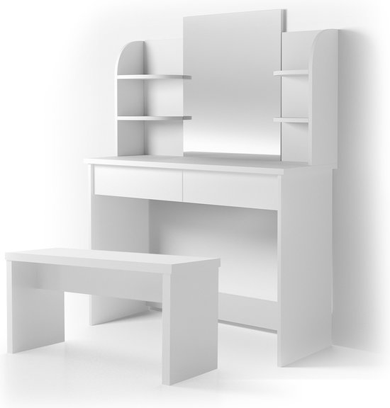 Vicco kaptafel met licht Charlotte, Zwart, 108 cm met LED