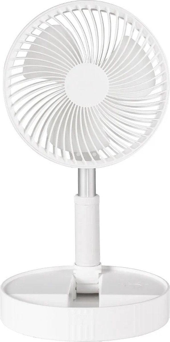 MiShar Draagbare elektrische ventilator - Opvouwbare ventilator - Telescopische vloer ventilator - 7200mah - Kantoor ventilator - Slaapkamer ventilator - Tafel ventilator - Mini ventilator - Statief ventilator - Oplaadbare ventilator - Wit