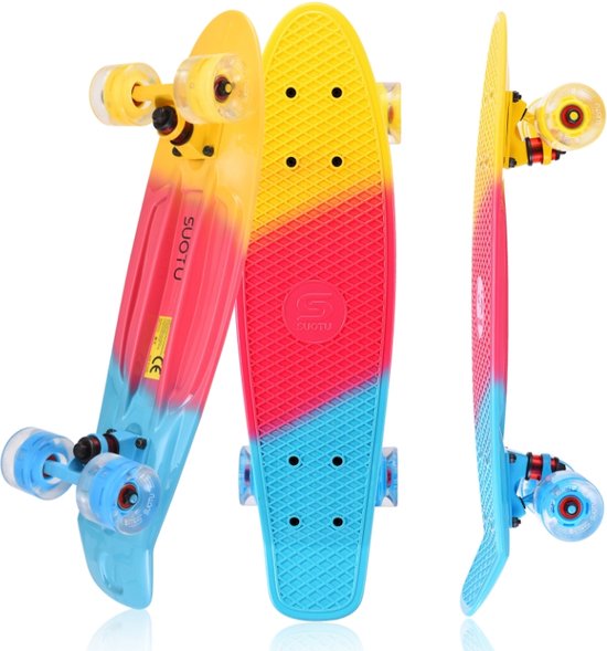 Suotu Skateboard - Skateboard Jongens - Wielen met LED-verlichting - Tot 50 kg - Skateboard Meisjes - Skateboard Volwassenen - Neo - Cadeau