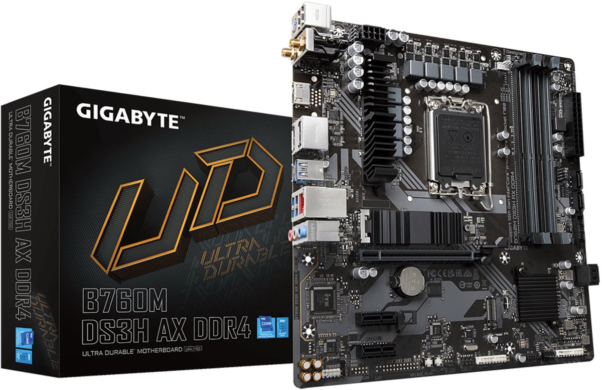 Gigabyte B760M DS3H AX DDR4 - Moederbord - Micro-ATX - Socket LGA1700 - Intel B760 - DDR4