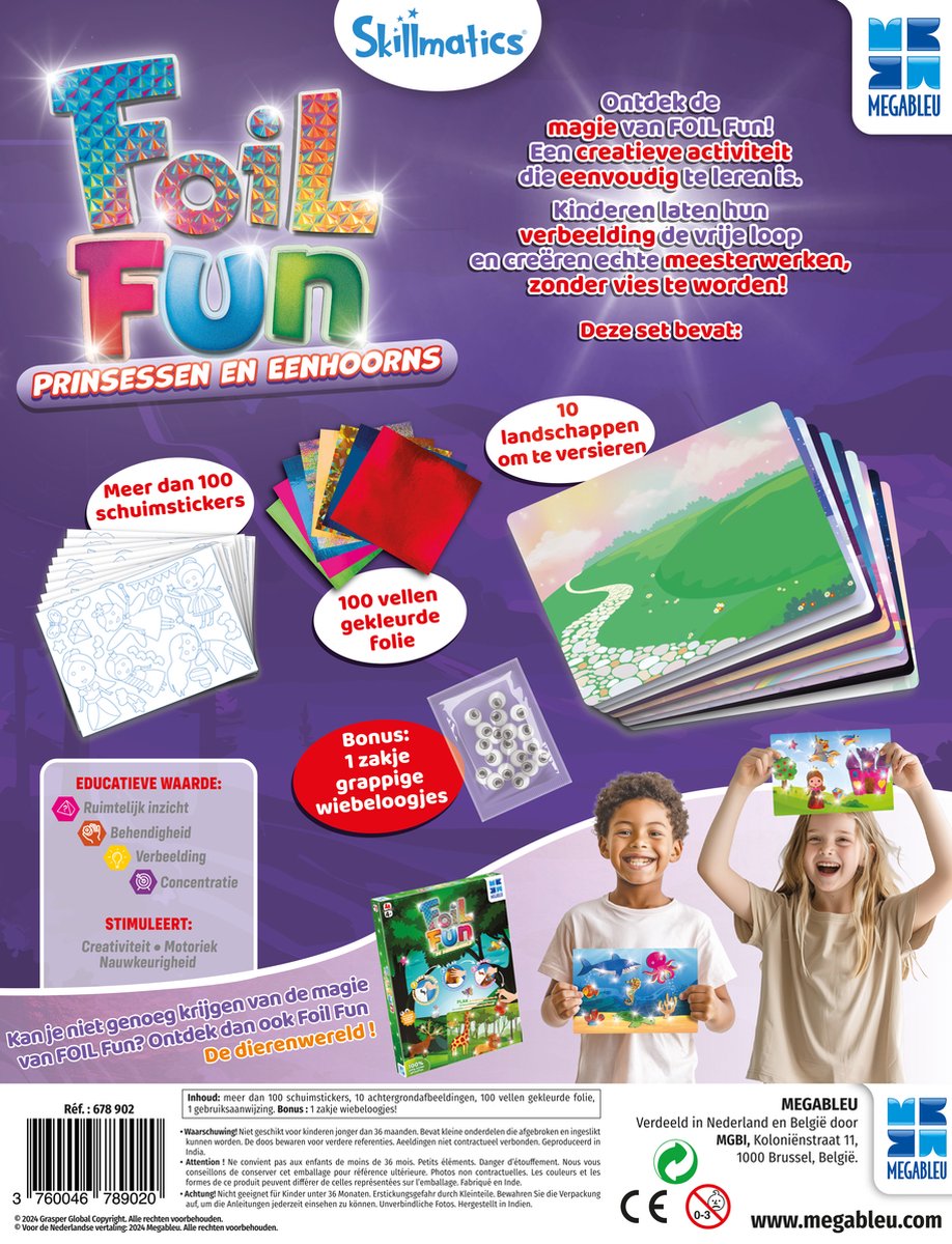 Megableu Foil Fun: Prinsessen en Eenhoorns - Creatief Knutselspel voor Kinderen - Knutselen met Folie en Stickers - Kunstwerkjes Maken zonder Knoeien — afbeelding 6