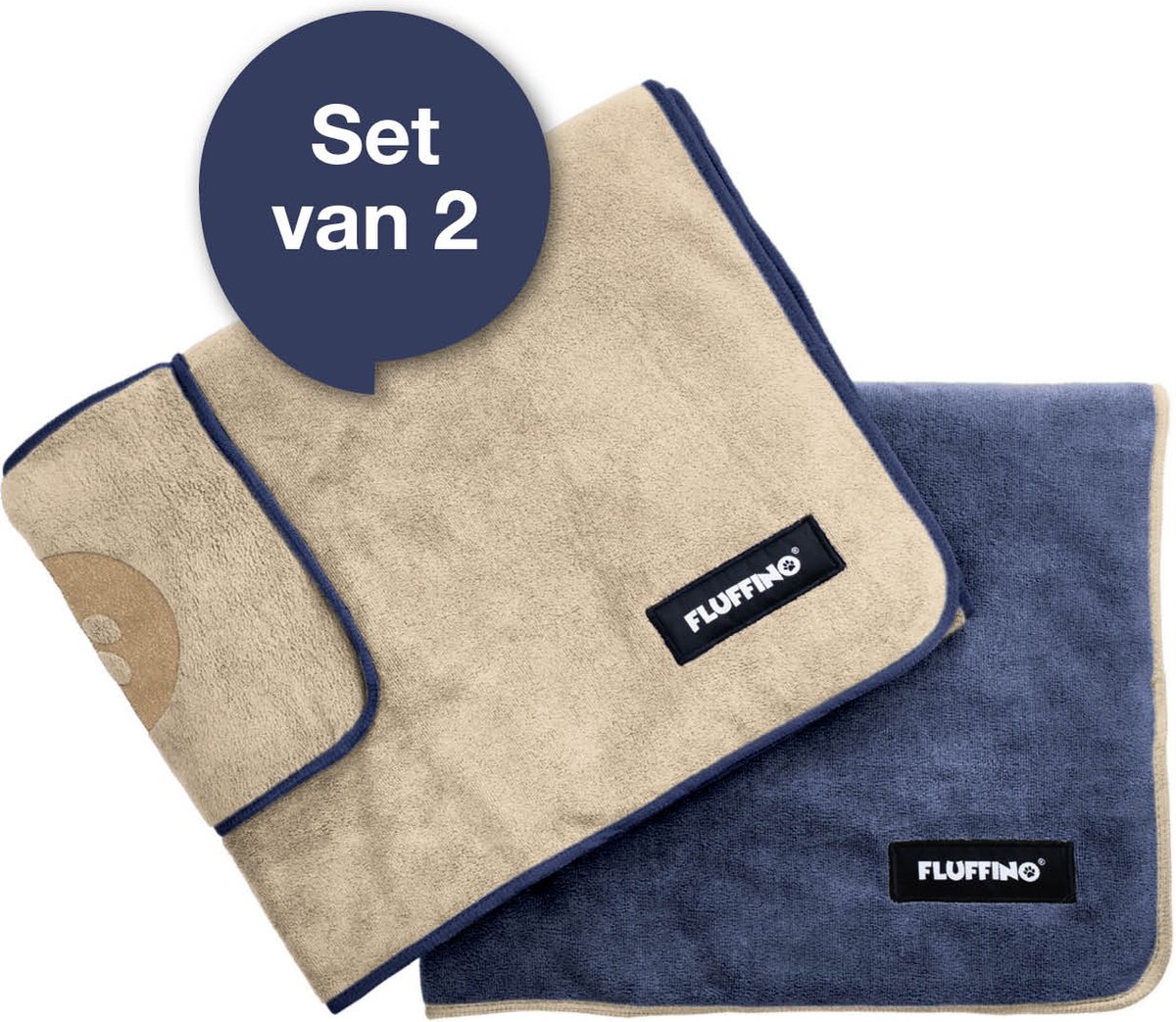Set van 2 hondendoekjes - 90 x 50 cm - extreem absorberend en zacht | Wasbaar op 60 °C, sneldrogende microvezeldoekjes voor kleine en middelgrote honden