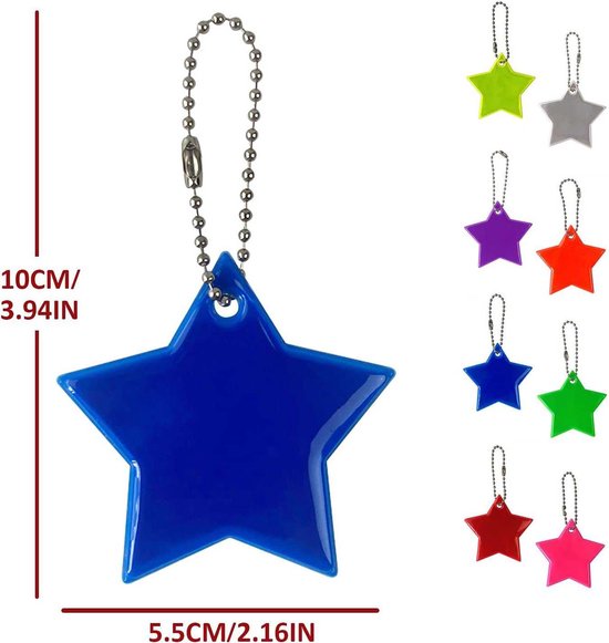 Rnitle Sicherheits Reflektor Anhänger[13 Farben],Reflektor Anhänger für Schultasche,Reflektoren Anhänger,Kinderreflektor Anhänger,Stern Sicherheits Reflektor für Schultasche Rucksack Radfahren