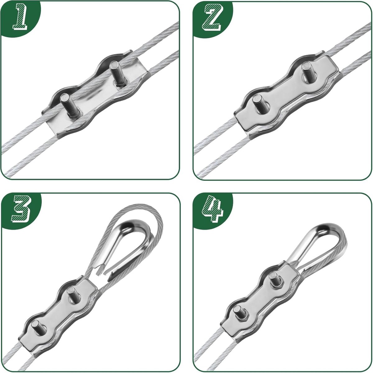 Lot 12 Pinces Duplex Serre-Câbles M3 Acier Inox 304 – Fixation Câbles 3 Mm Pour Jardin, Construction, Navires Et Usage Industriel