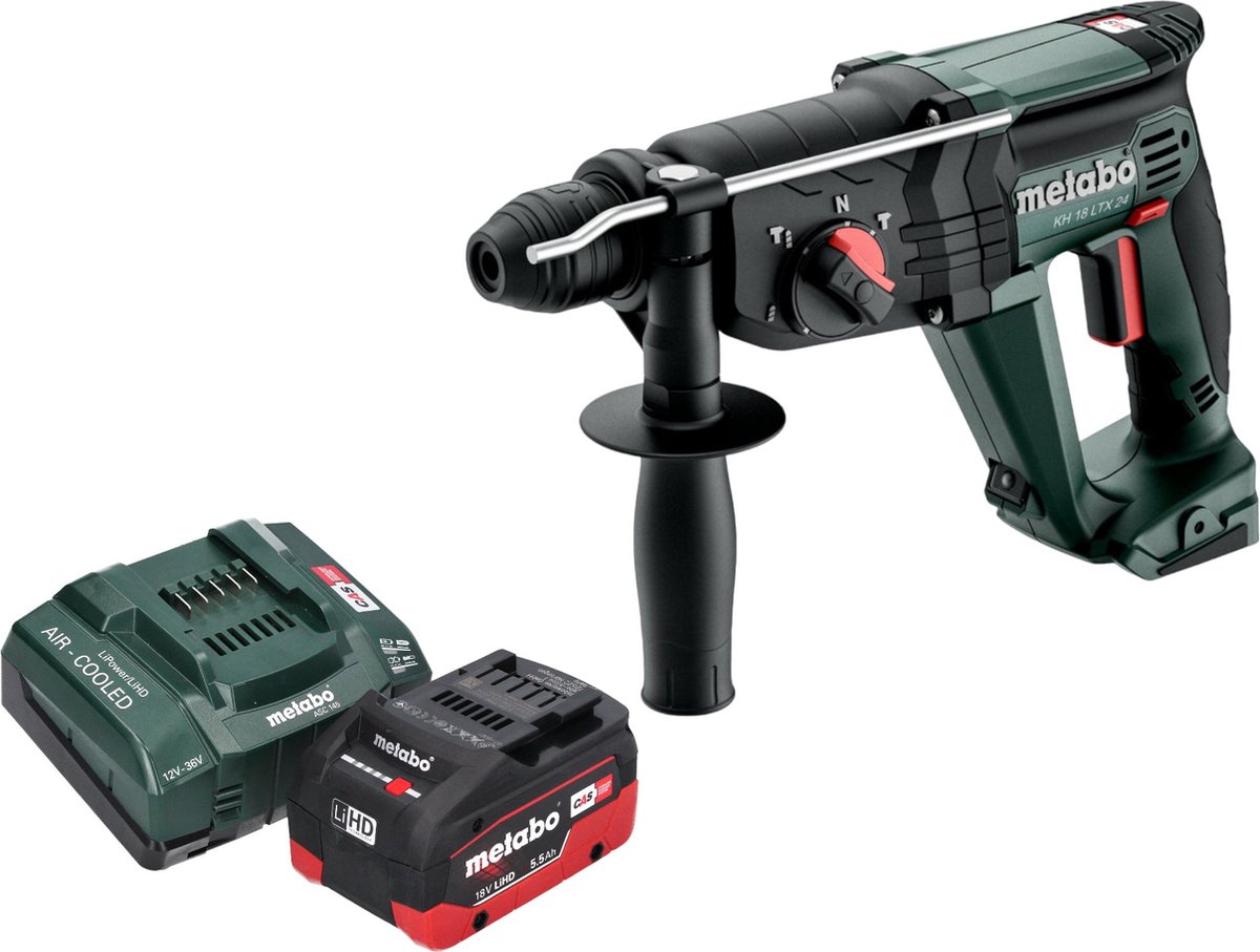 Metabo KH 18 LTX 24 accu combihamer 18 V 2,1 J SDS Plus + 1x LiHD accu 5,5 Ah + lader