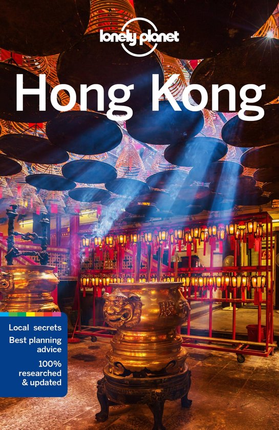 Lonely Planet Hong Kong reisgids met wierookspiralen en tempel details.