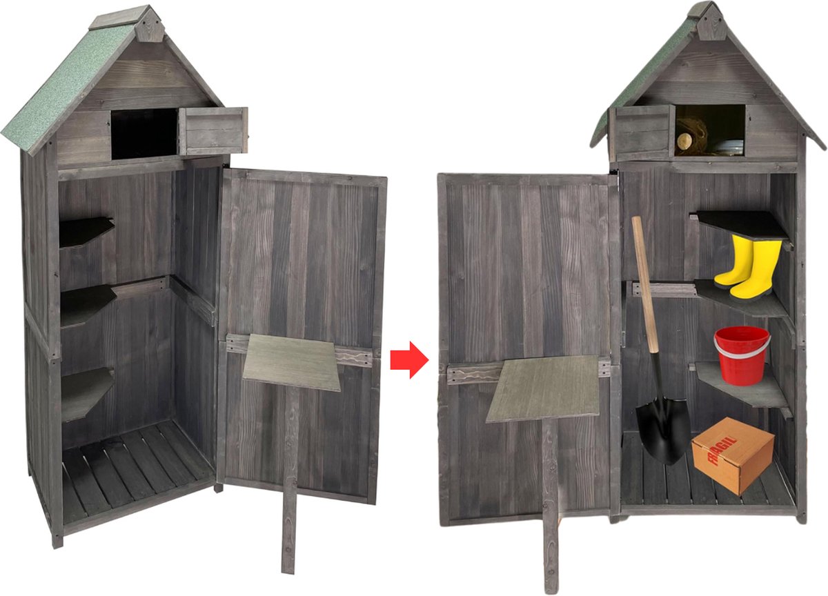 Dailysupplies Tuinkast Hout Tuinkist Tuinkasten voor Buiten Tuinberging 50x75x180cm Grijs