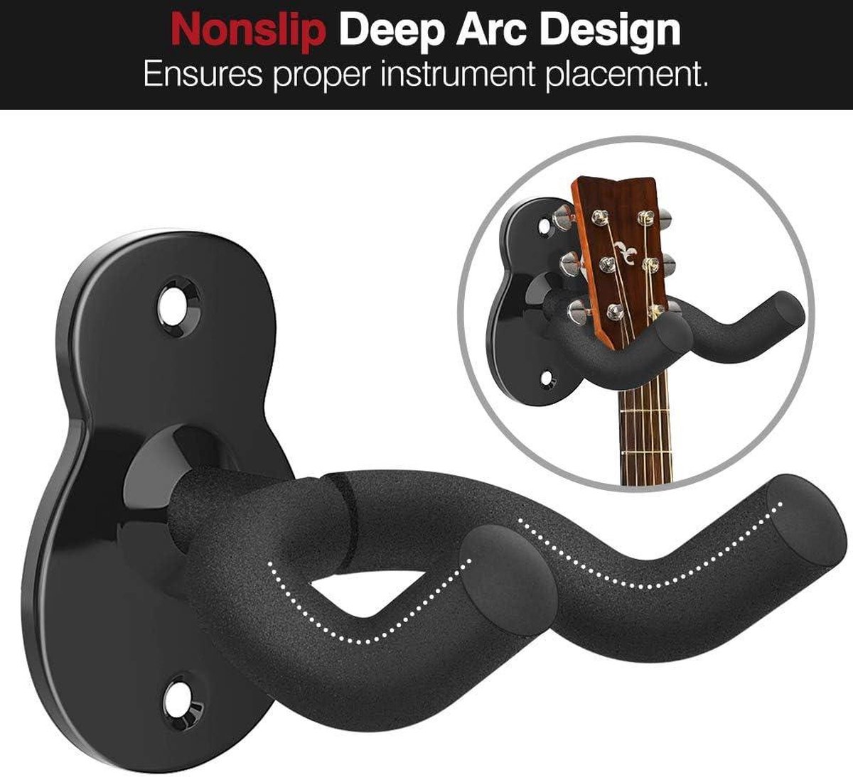 Support Mural Guitare Universel - En Acier Avec Mousse De Protection - Pour Guitare, Basse, Ukulélé - Installation Facile