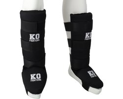 KO Fighters Scheenbeschermers Kickboksen Katoen - Zwart  - M