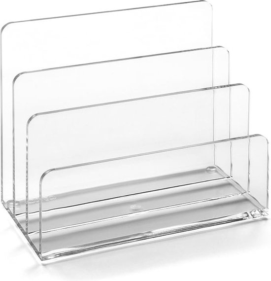 UOSIWYA Brievenbakje acryl organizer, bureau brievenhouder 5 vakken transparante brievenstandaard opbergvakken voor brieven, boeken, documentenhouder, organizer opslag