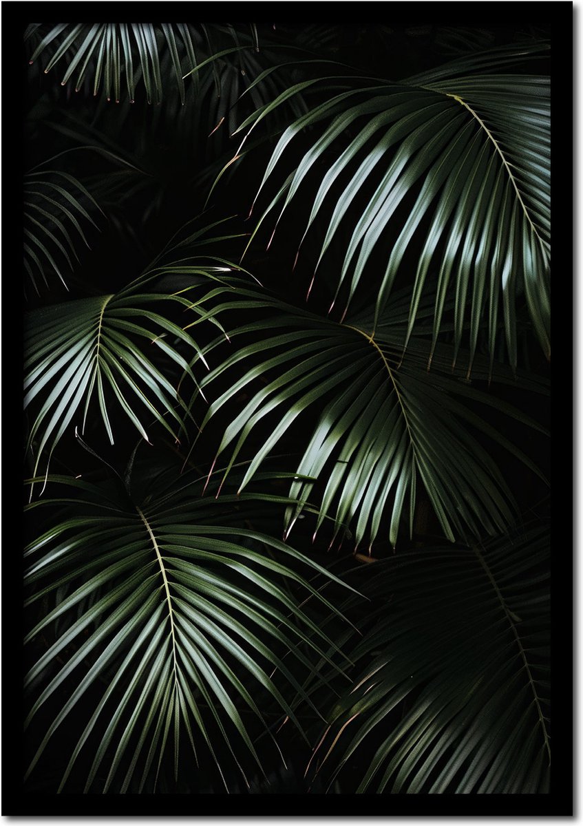 Plakkers Poster jungle bladeren - 70cm x 100cm - vintage - woonkamer - slaapkamer - bloemen posters - goedkoop - muurposter - natuur - wanddecoratie Full-colour