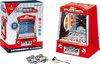 Rode muntenschuiver met "Coin Pusher" logo, inclusief munten en oplaadkabel.