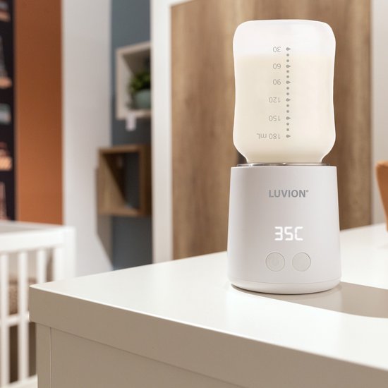 LUVION® Ultra Pro Draagbare Flessenwarmer - Wit - Speciale roerfunctie voor gelijkmatig opwarmen van borstvoeding en mixen van kunstvoeding - Geschikt voor nagenoeg alle merken babyflesjes - Onderweg draadloos je baby fles verwarmen — afbeelding 4