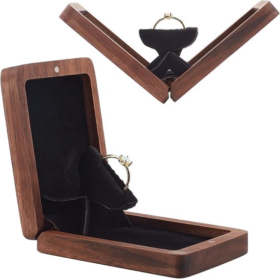 PATIKIL Fluwelen ringdoos, 2 stuks trouwringdoos vintage sieradenhouder