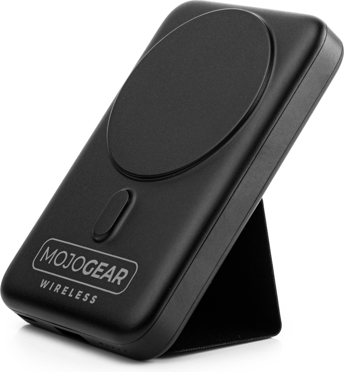 MOJOGEAR Wireless MagSafe powerbank 10.000 mAh - Magnetisch en Draadloos voor Android en iPhone - Met standaard - Compact broekzak-formaat - Zwart