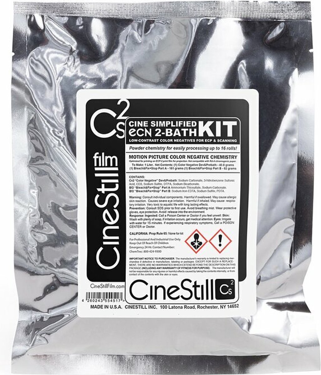 CINESTILL Cs2 "Cine Simplified" ECN 2-bad poederkit (16 rollen) om 1000 ml te mengen