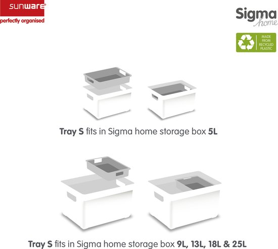 Sunware Sigma home tray S grijs - Set van 6 - Voor opbergboxen ...