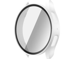 Hoesje Geschikt voor Samsung Galaxy Watch 7 40MM - Bumper Case met Ingebouwde Tempered Glass - Volledige Bescherming - Wit