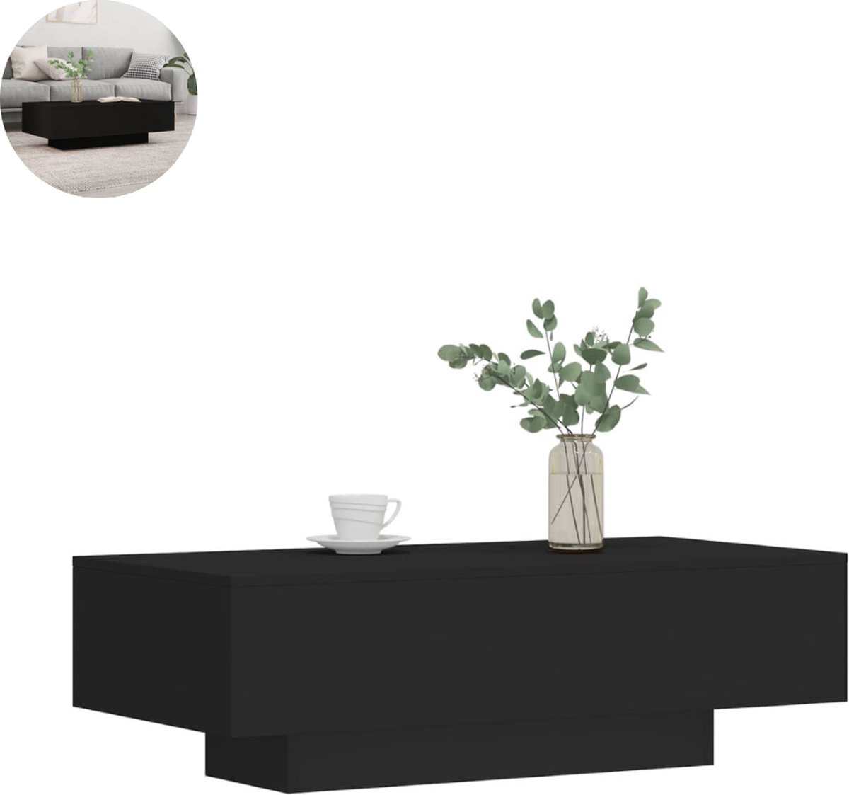 GranMaison Salontafel - Bijzettafel - Woonkamer - Tafel - 100x49,5x31 cm - Hout - Zwart