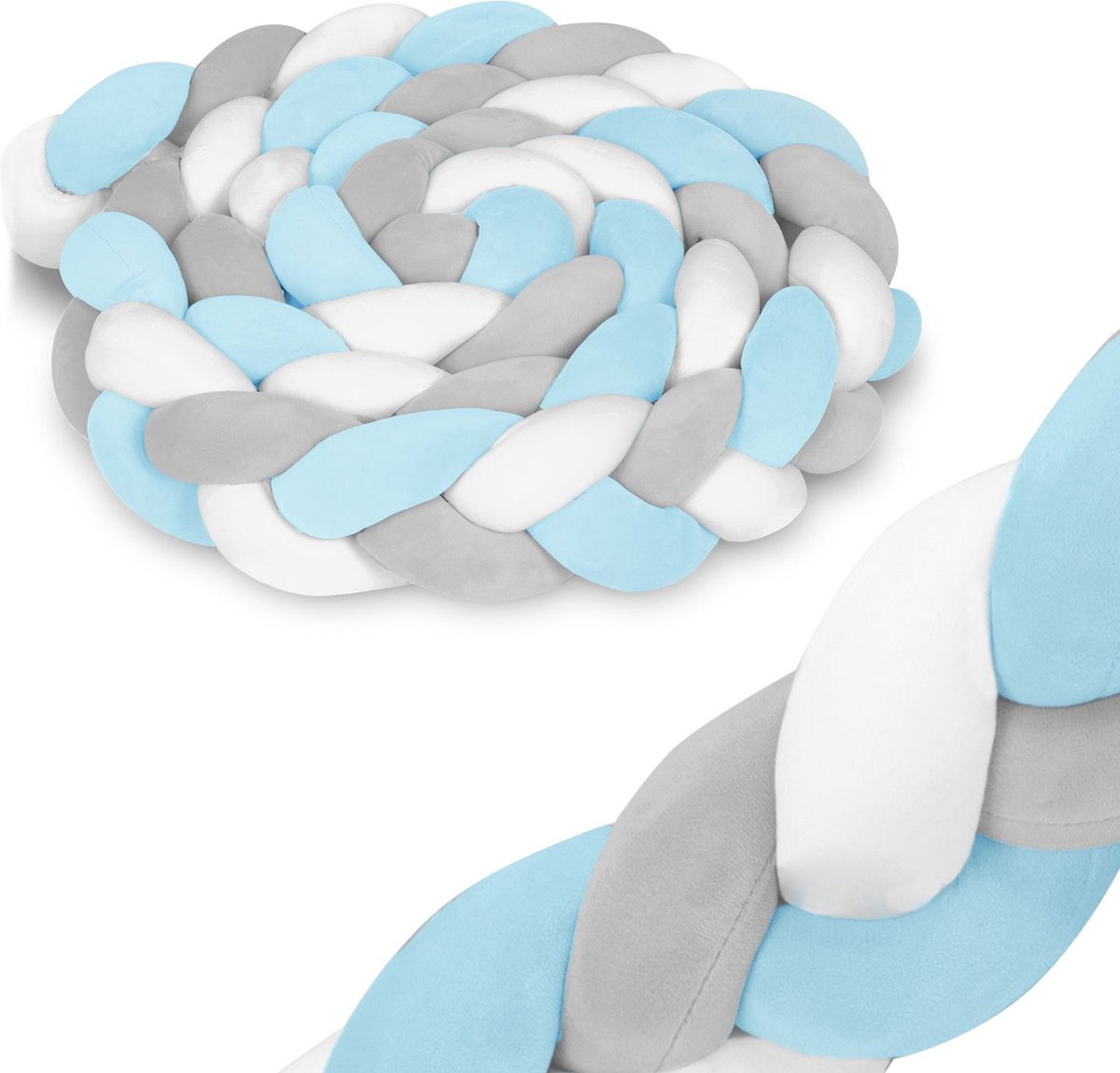 Ricokids Gevlochten Bedomrander – 3 meter – Blauw/Grijs