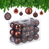 Boules de Noël Relaxdays - lot de 50 - traditionnelles - en plastique - mates - brillantes - à paillettes - marron