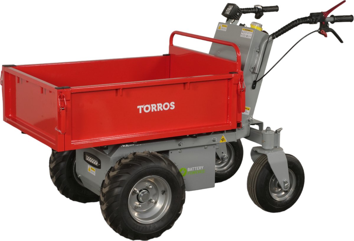 Elektrische dumper 500kg 211l manueel kippen, batterij 48V Torros MEP502