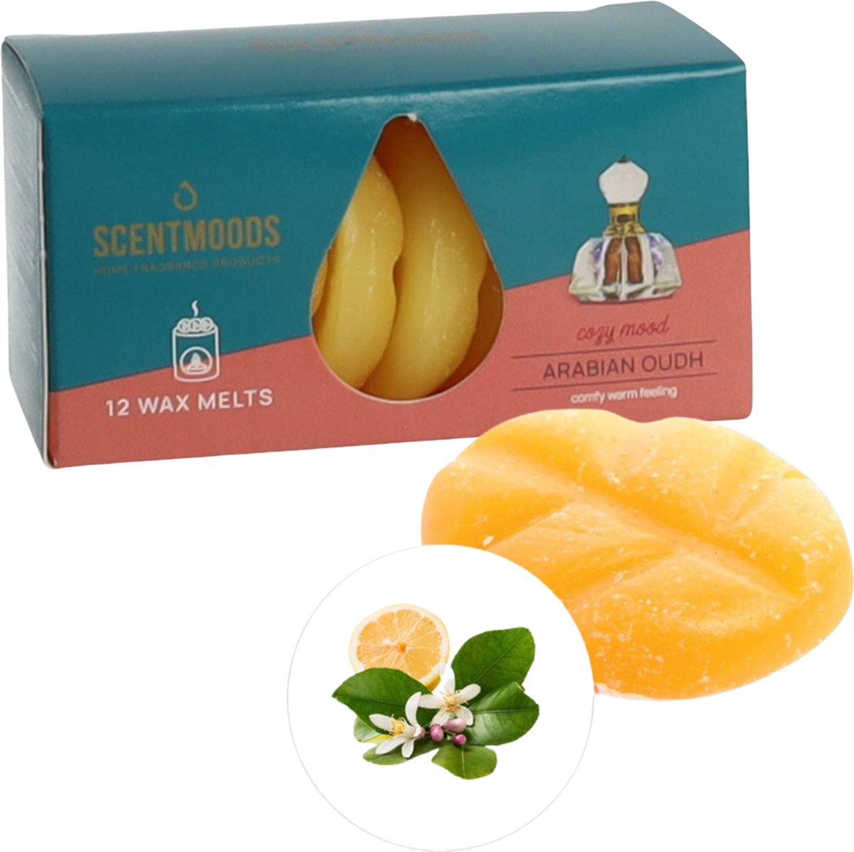 Scentmoods Arabian Oudhout Geurchips - Geurblokjes - Huisparfum - Geurchips - Waxmelts - Geschikt voor Geurbrander en Waxbrander - 12 Stuks