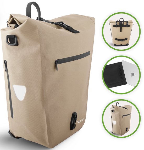 Ekostar® - 2in1 Fietstas - Waterdicht - Duurzaam - TPU - Beige - Fietstas enkele - Fietstassen electrische fietsen
