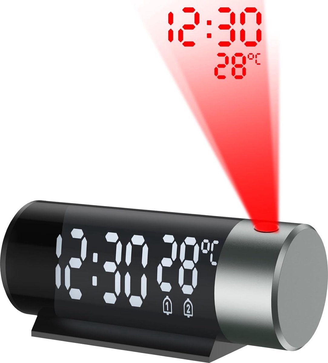 Projectiewekker met Temperatuurweergave - Wekker met Projectie - Nachtstand - Snooze Functie - Digitale Klok - Wekker voor Slaapkamer