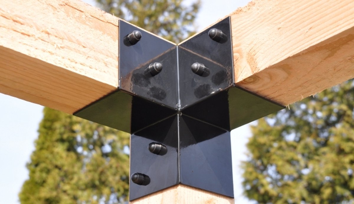 Wovar Pergola Hoekverbinding Zwart voor 15 x 15 cm balken | Per Stuk