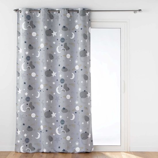 ROOM99 Aura Gordijn met zilveren ringen, 140 x 280 cm breed x hoogte, verduisterend, schuifgordijnen, decoratief, modern gordijn, woonkamer, slaapkamer, lichtbeige