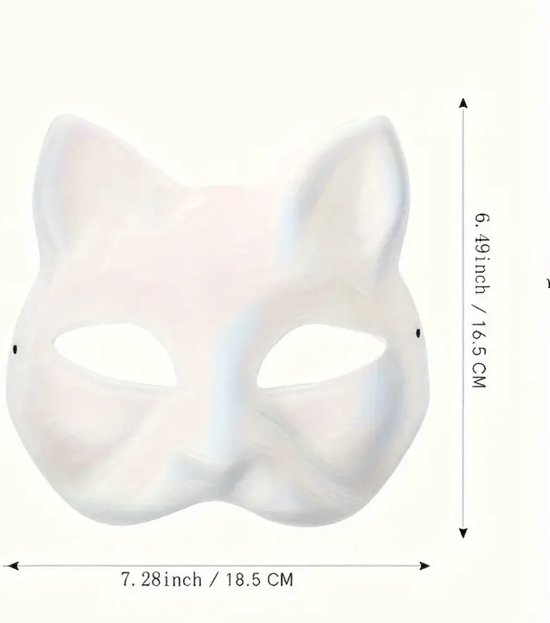 Lot De 20 Masques De Chat Blancs à Peindre – Papier, 18x17 Cm – DIY Halloween, Mascarade, Cosplay