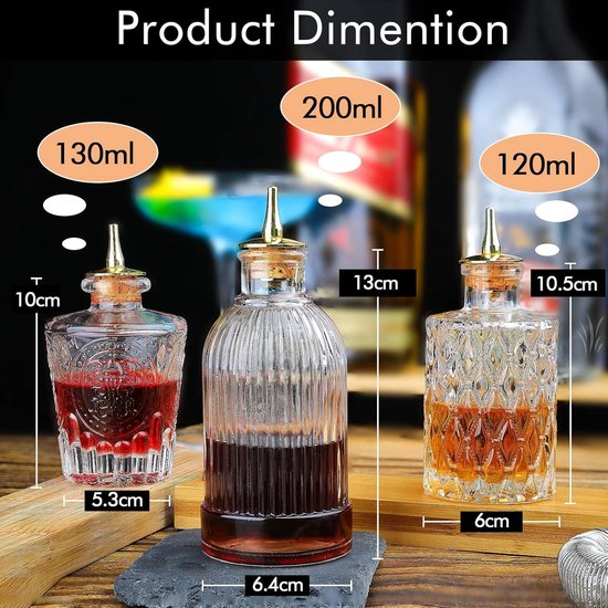 Bitters Fles Vintage Dasher Fles Cocktail Mixing Glazen Flessen voor Thuis en Bar Restaurant Huis Keuken Rond