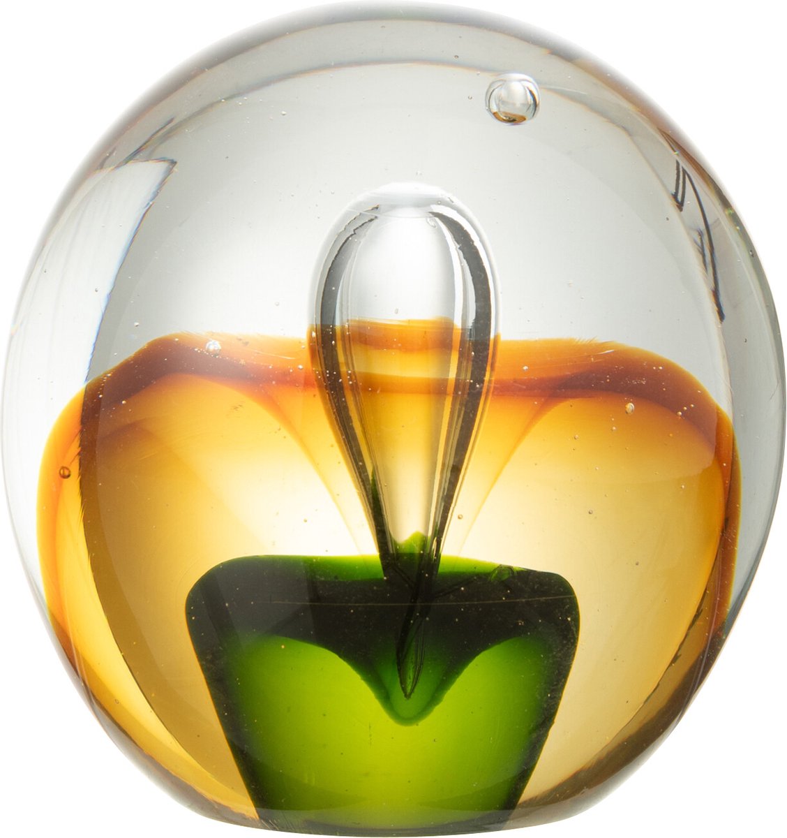 J-Line presse-papier Druppel - glas - amber/groen - small