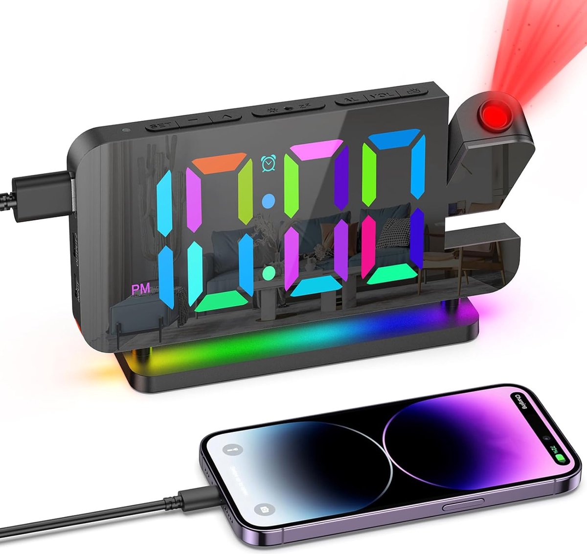 Solacis Wekkerradio Met Projectie - Wekkerradio - Digitale wekker - Wekkerradio kinderen - Wekker met projectie op plafond - Must have!