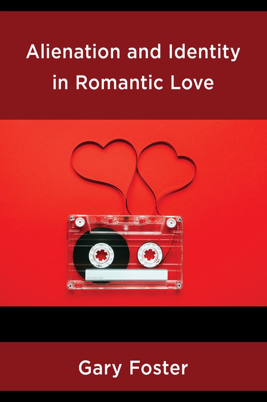 Boekhoes 'Alienation and Identity in Romantic Love' met cassettebandje waaruit twee harten van filmtape gevormd zijn.