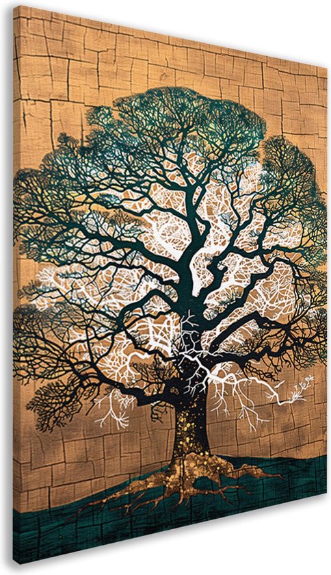 Décoration murale arbre - Tableaux Plantes - Décoration murale Fond - Tableau vintage - Peintures sur toile - Toile décoration murale chambre 50x70 cm