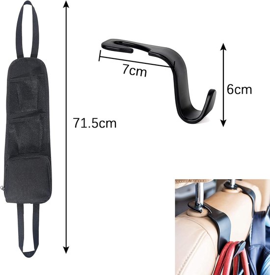 Organisateur pour espace entre sièges avant en cuir PU, avec porte