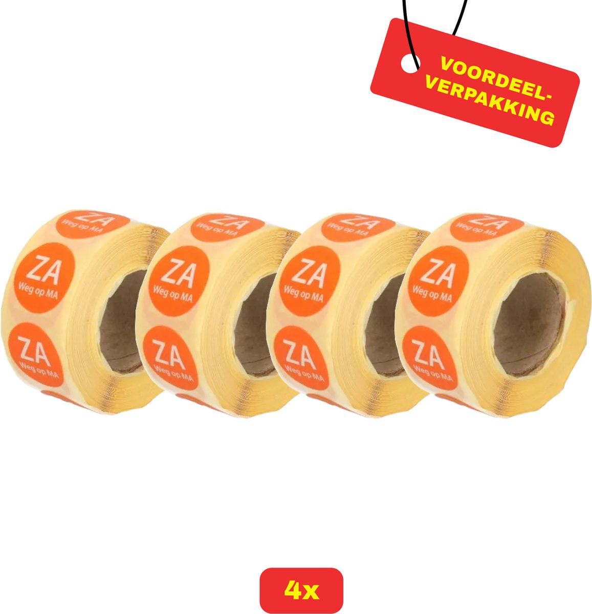 4X HACCP datumstickers Rol "Zaterdag weg op maandag" - Voordeelverpakking!