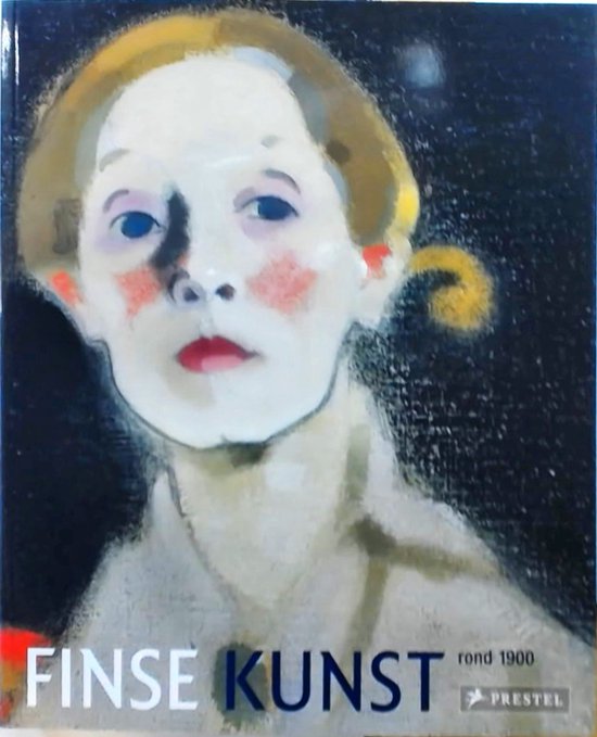 Boekcover met portret van een meisje met rode wangen en een staartje. Tekst: FINSE KUNST rond 1900.