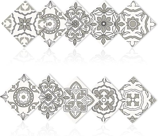 Tegelstickers, 24 stuks, Portugese stijl, muurstickers voor badkamerdecoratie, zelfklevende tegelstickers voor keuken, badkamer, dashboard