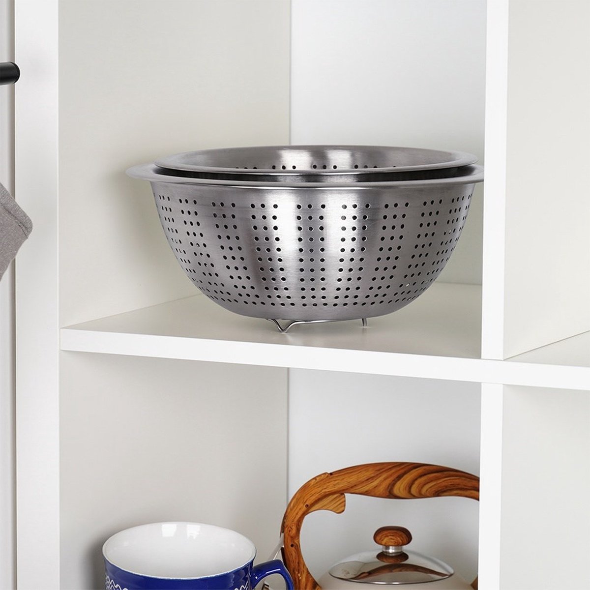 Passoire De Cuisine Mali’S Grand Volume - Ø 24 Cm, Inox Argent - Perforations Totales Pour Un Égouttage Parfait