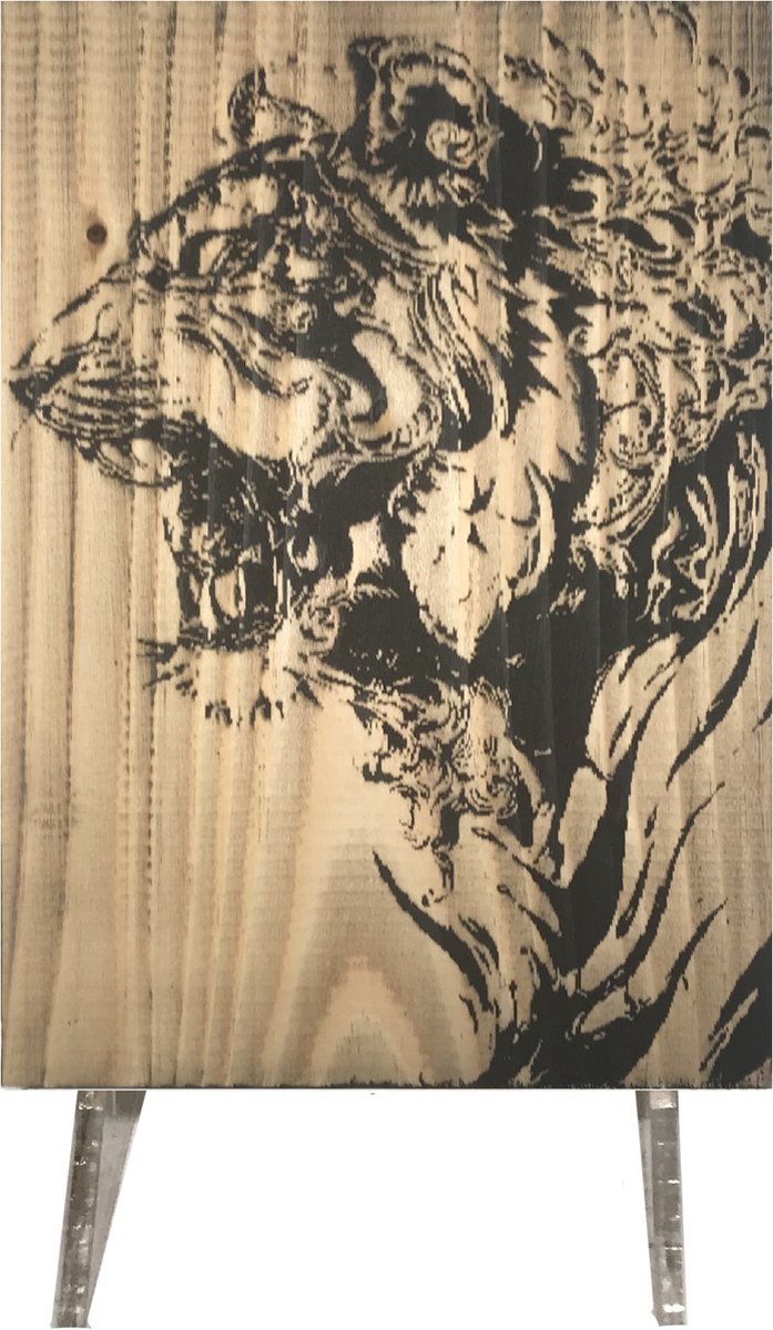 CharredArt - Houten Bord Tijger | Hout kunst - Dieren - Huis decoratie woonkamer - Wanddecoratie accessoires - Dierentuin - Kinderkamer