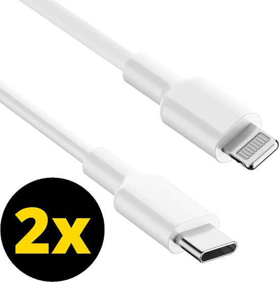 2x Oplader kabel geschikt voor iPhone - Kabel geschikt voor lightning - USB C kabel - Lader kabel
