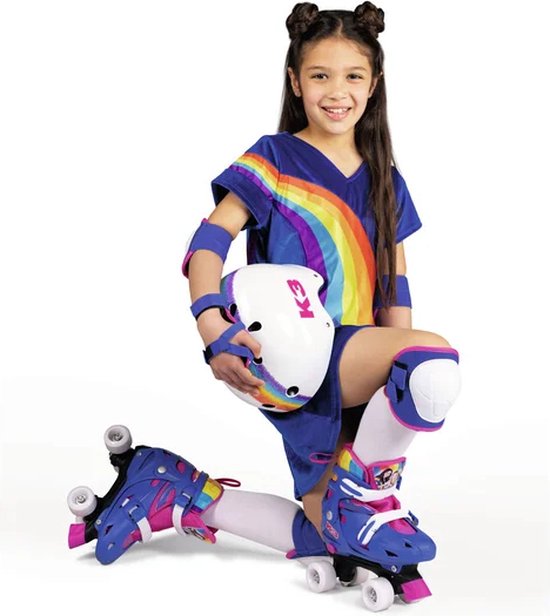 MADIVO Tropic Rolschaatsen voor kinderen, verstelbaar, ideaal voor meisjes en dames, in grootte verstelbare rolschaatsen, wit/blauw, maten: 30-33, 34-37 (30-33